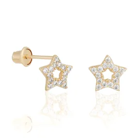 14k Fine Small Star Cutout Stud Earrings