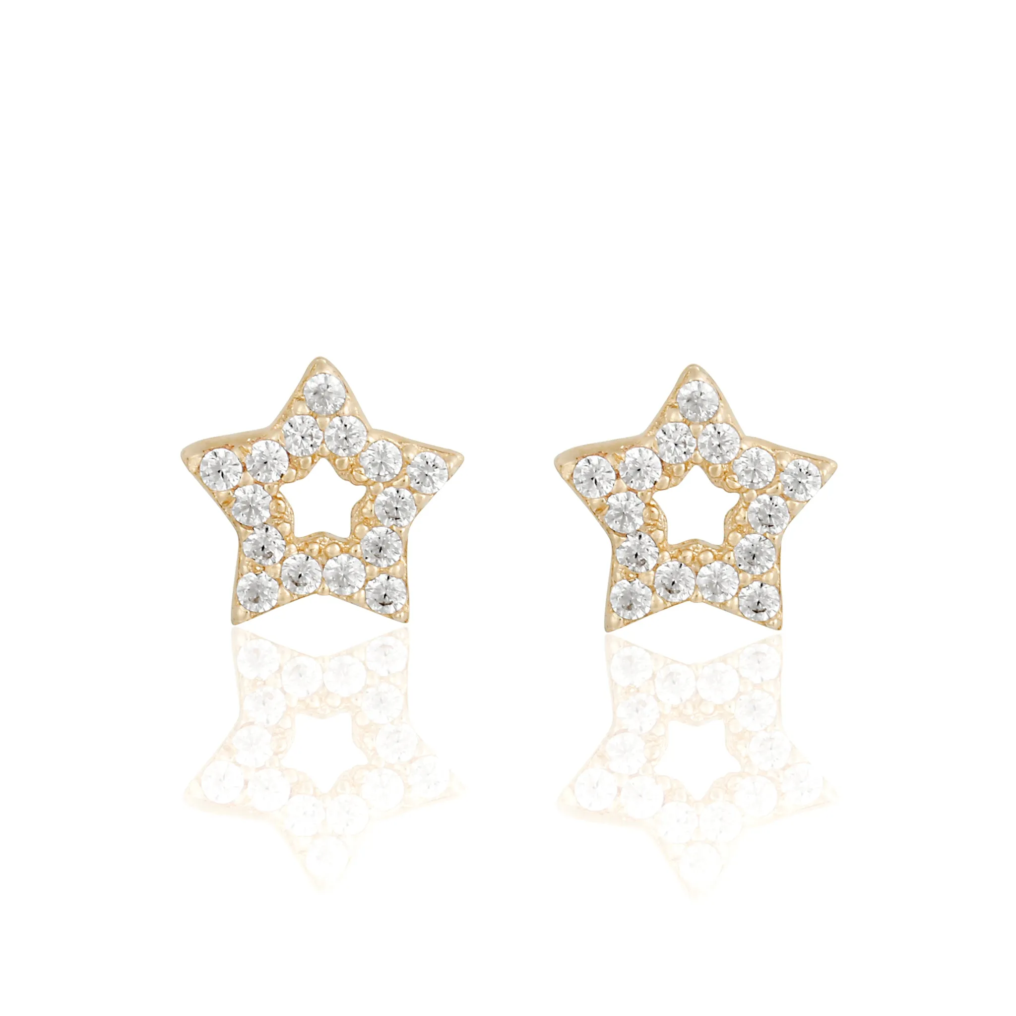 14k Fine Small Star Cutout Stud Earrings