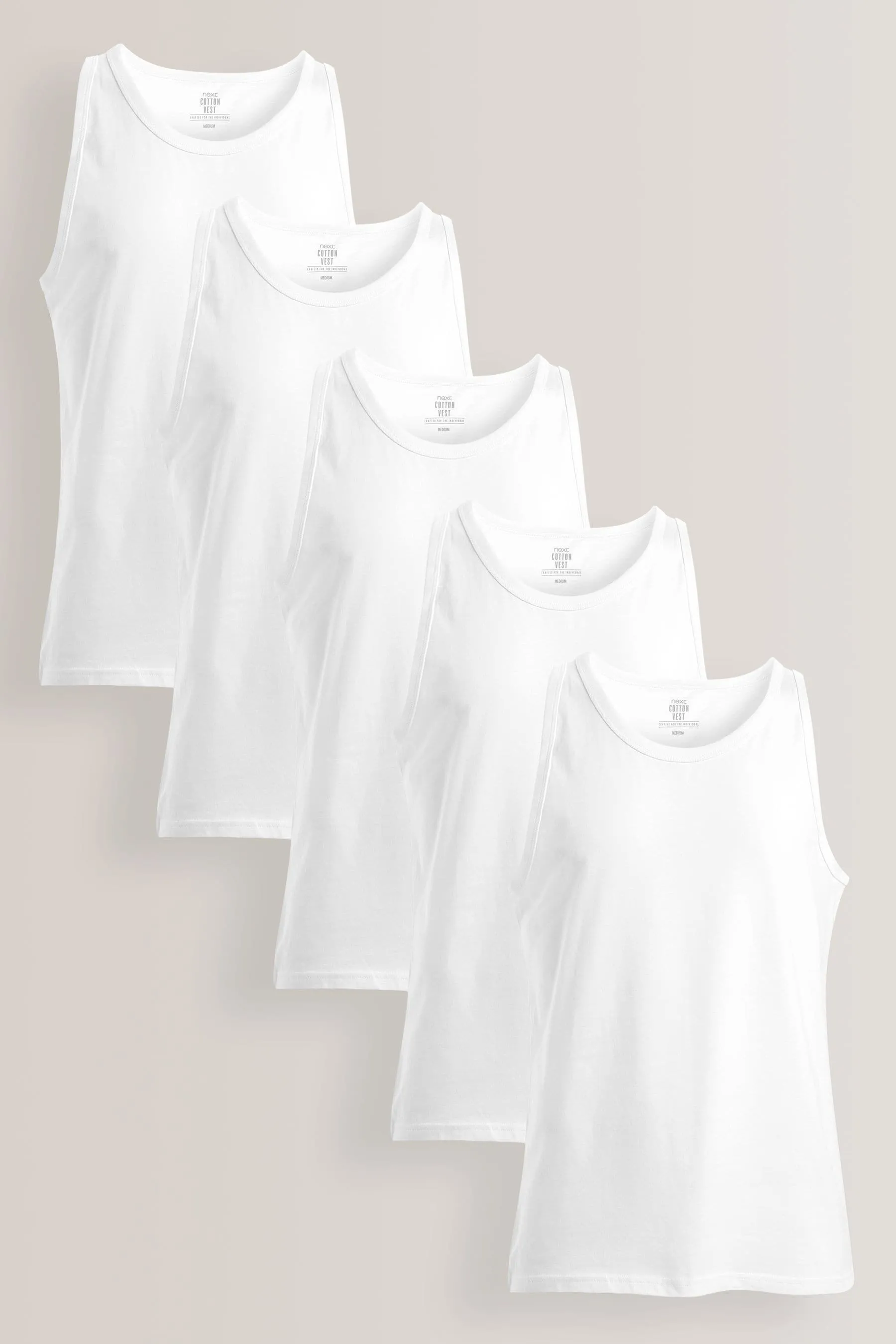 5 Pack White Vests