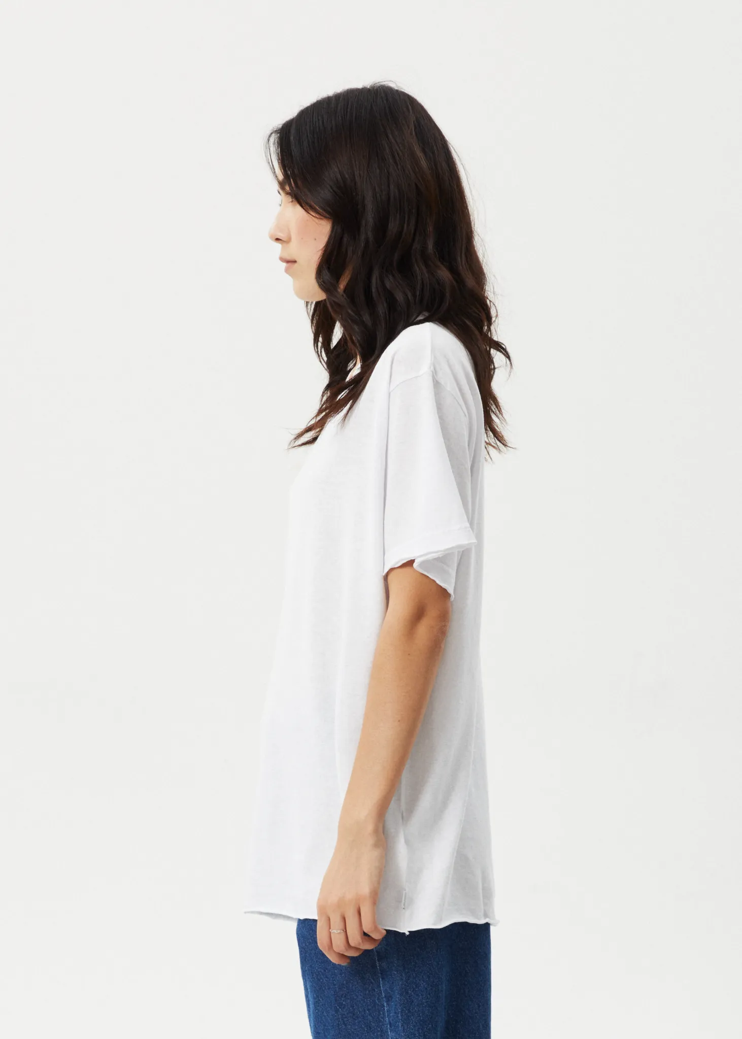 Oversized Short Sleeve Ruffle Camiseta