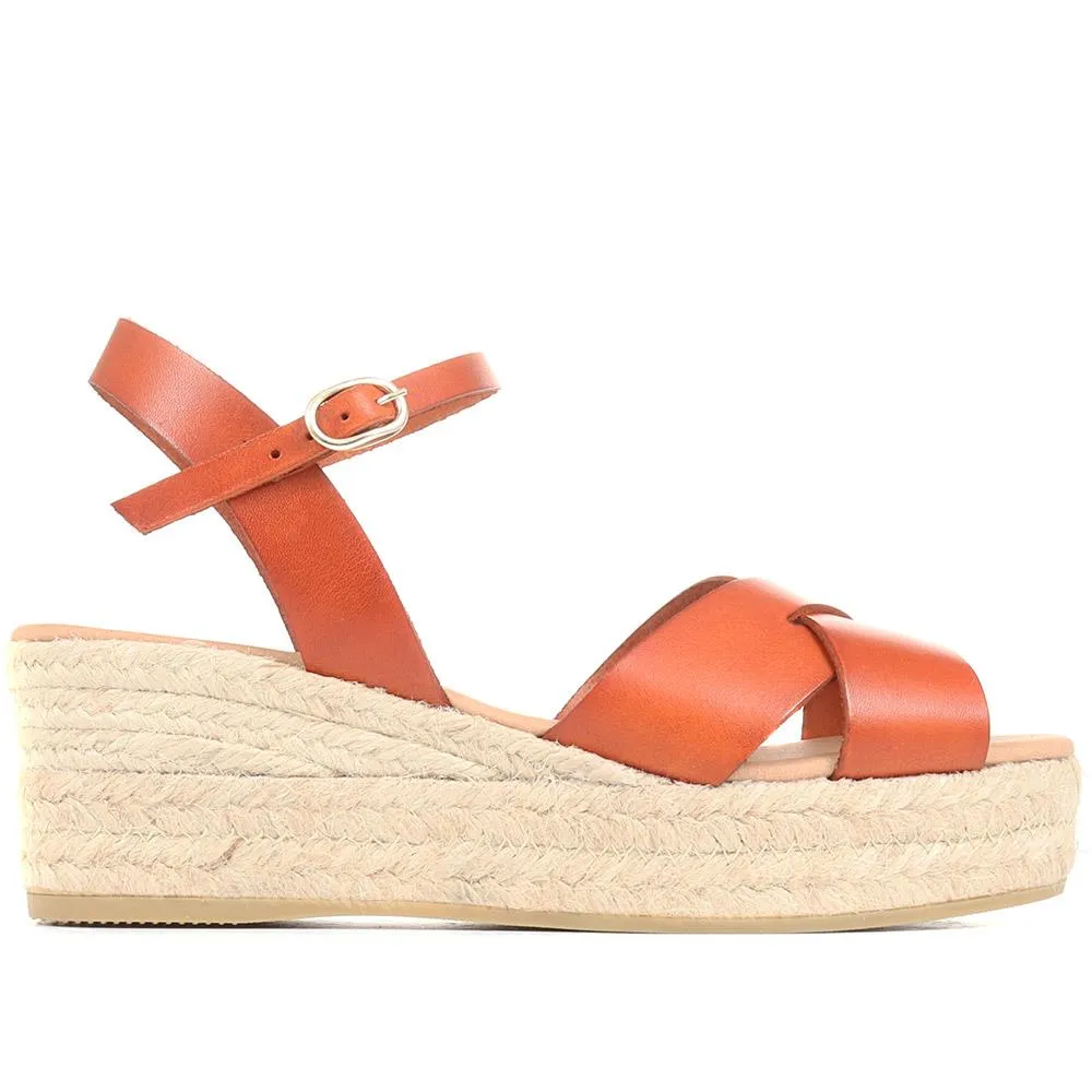 Alaina Leather Wedge Espadrilles - ALAINA / 322 056