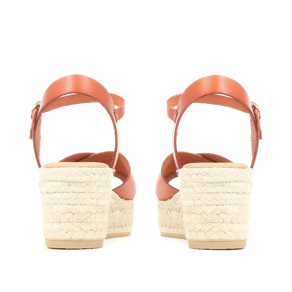 Alaina Leather Wedge Espadrilles - ALAINA / 322 056