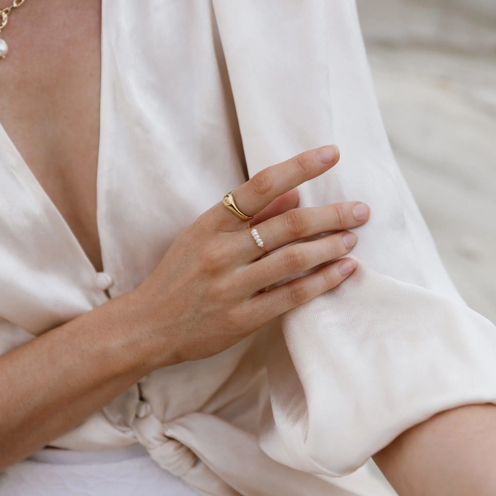 Freshwater Pearl Beads Ring by Amerie