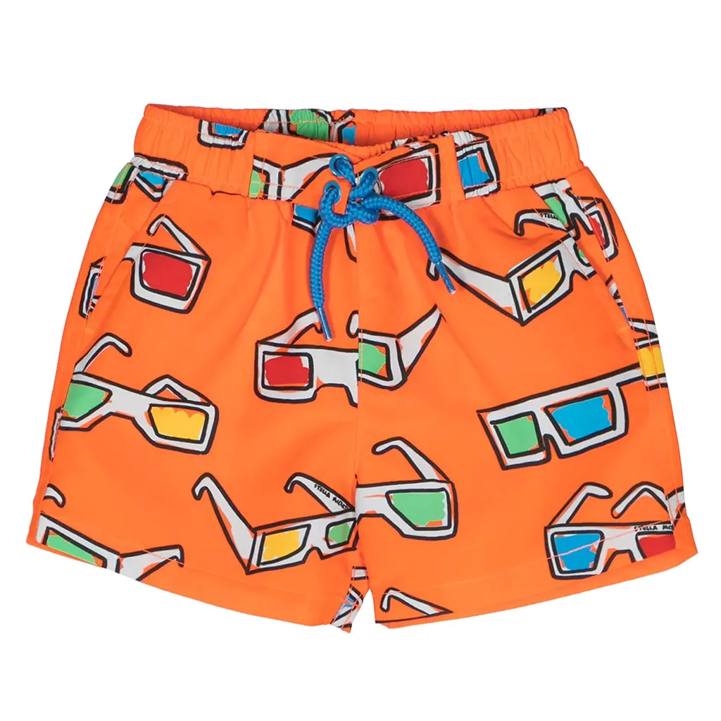 Baby Swim Shorts by Stella McCartney with Orange Sunglasses Print