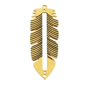 Gold Plated Feather Pendant Link