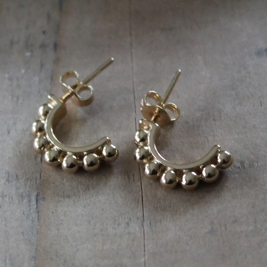 Classy Beaded Gold Hoops