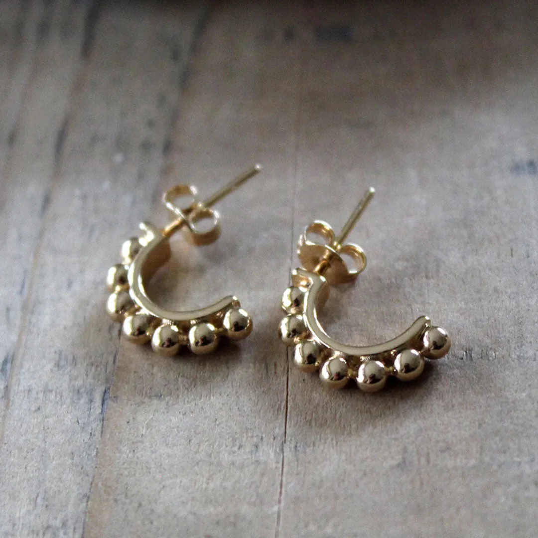 Classy Beaded Gold Hoops