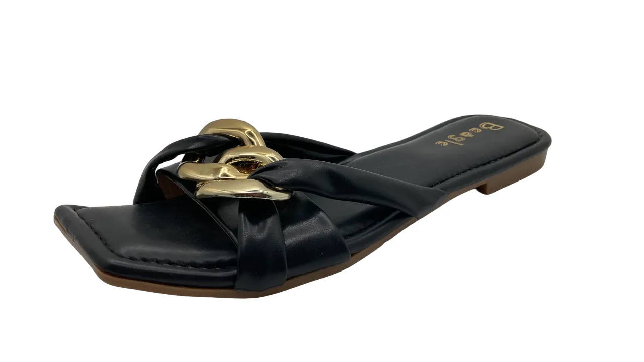 Women's Gold and Leather Double Strap Sandals for Beagle Breed