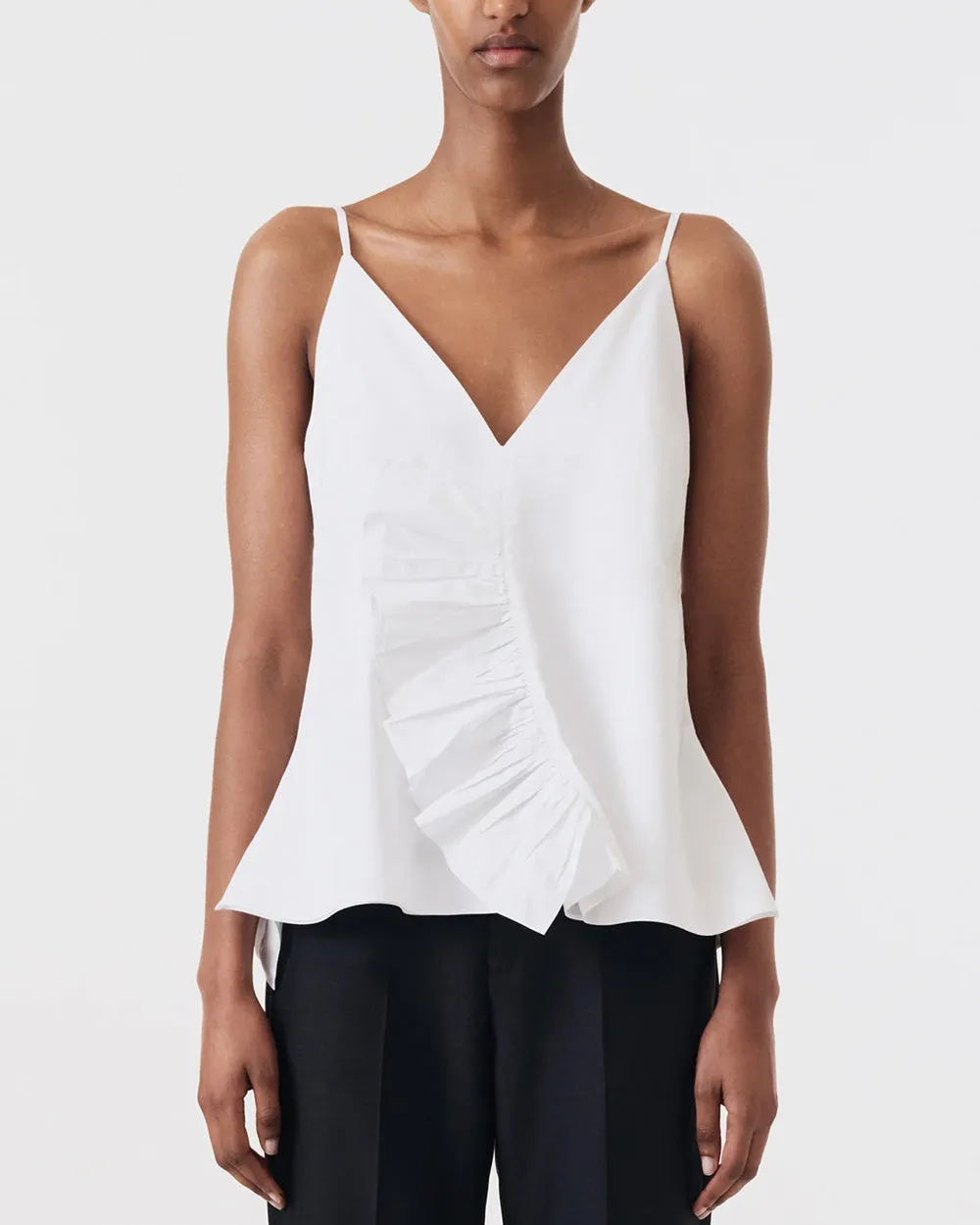 Frilled White Slip Top