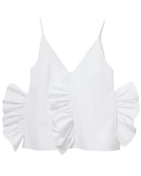 Frilled White Slip Top