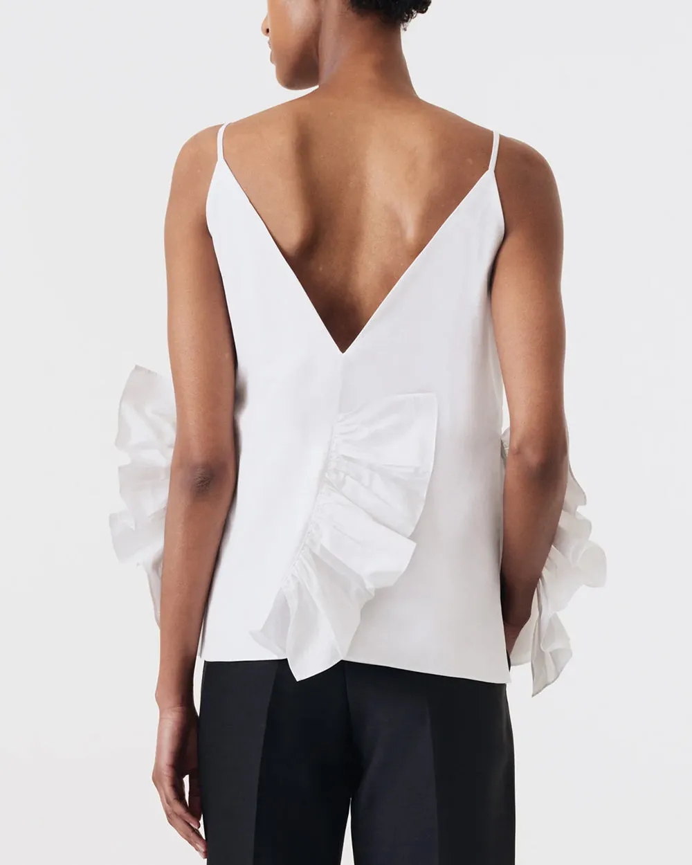 Frilled White Slip Top