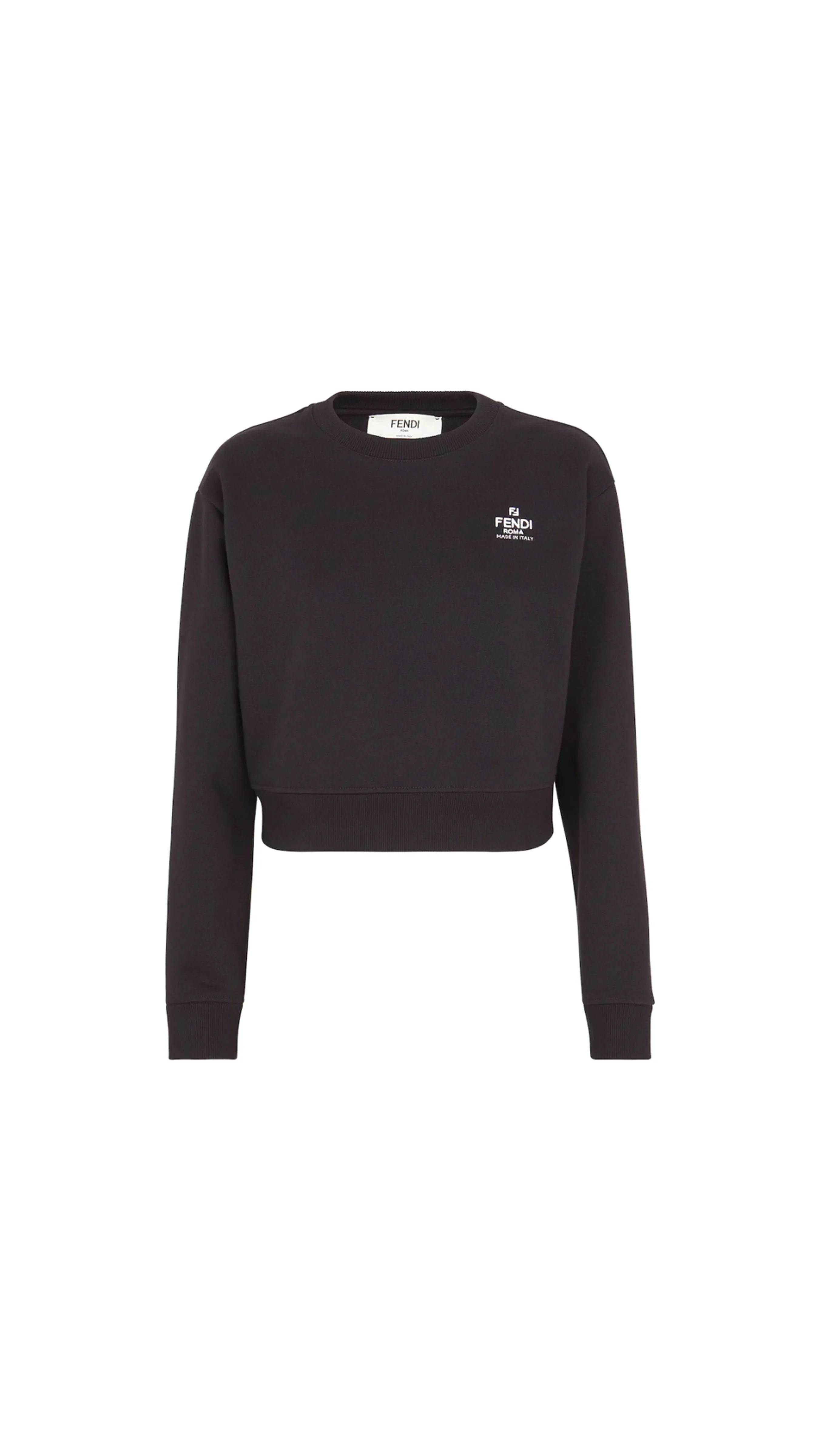 Cropped Jersey Sweatshirt - Black