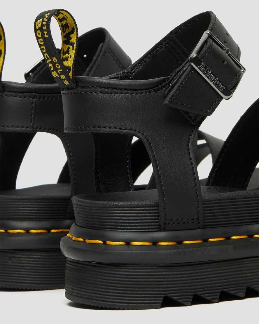 Black Hydro Leather Strap Sandals