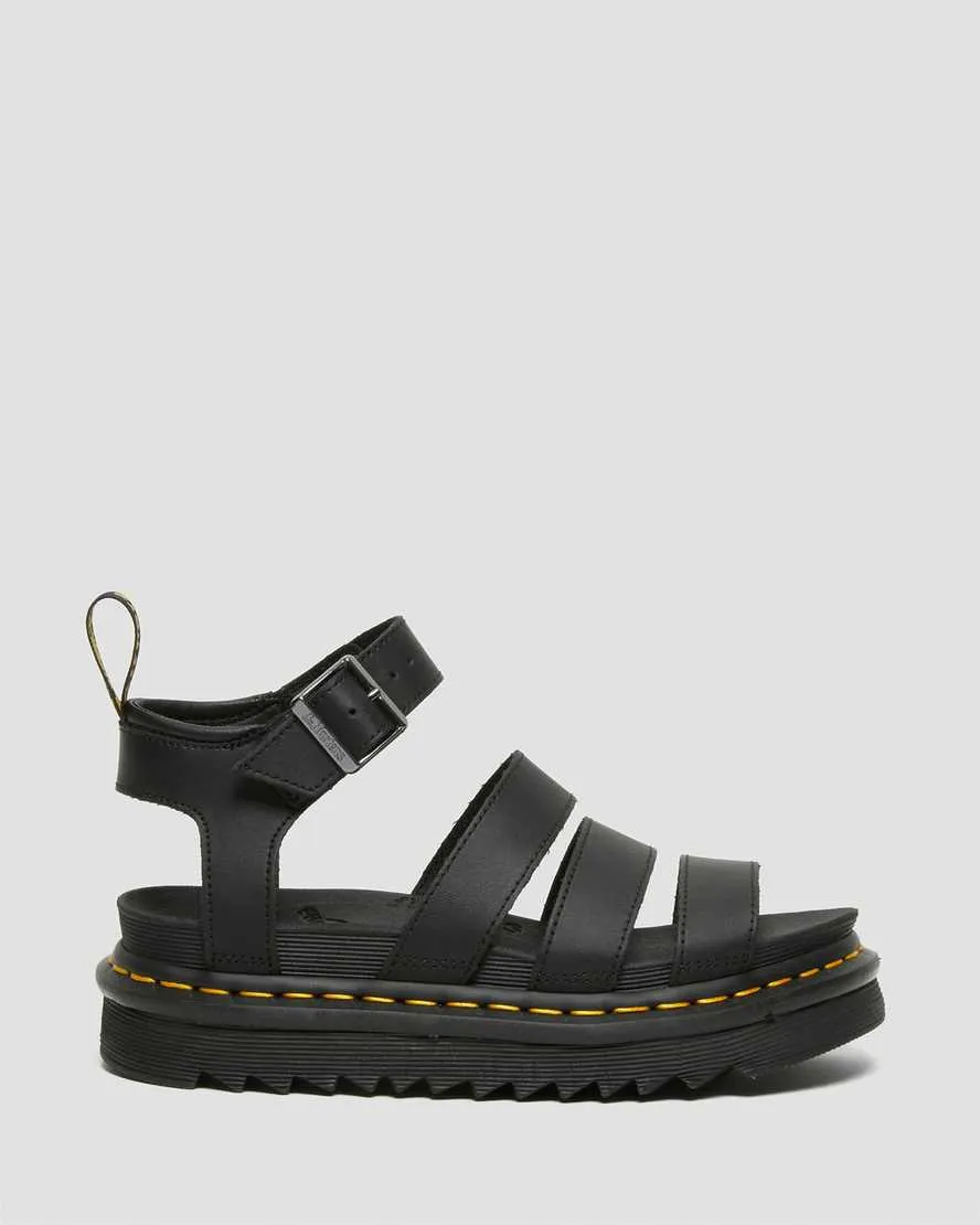 Black Hydro Leather Strap Sandals