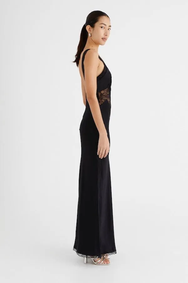 Sleek Black Satin Slip Dress