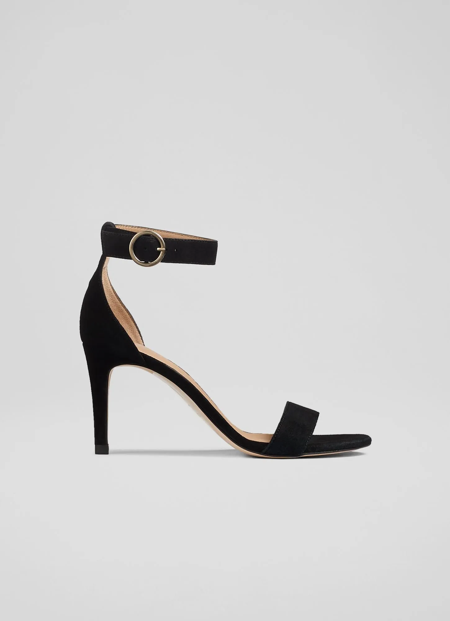 Black Suede Single Strap Sandals