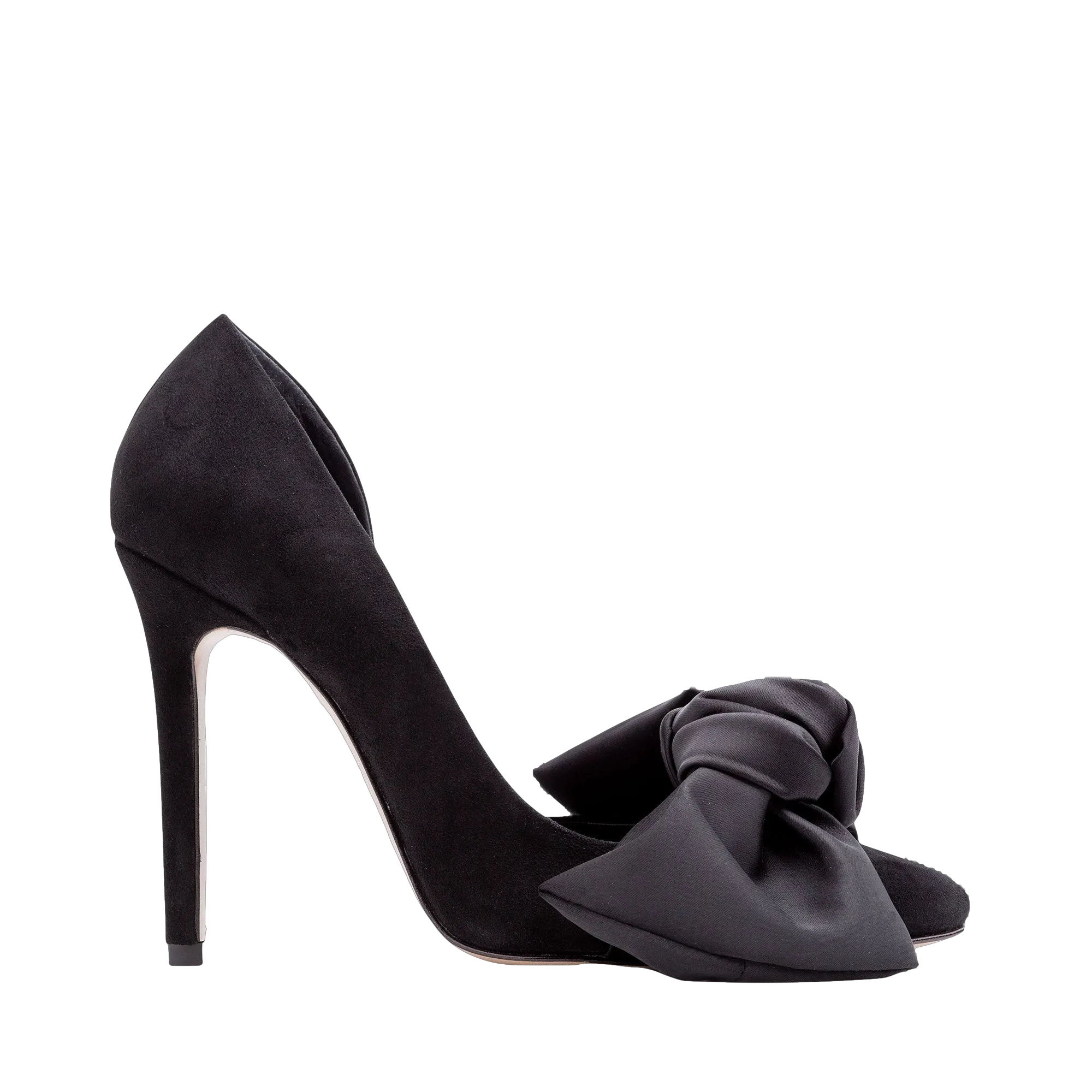 Black Suede Stiletto with Oversized Satin Bow