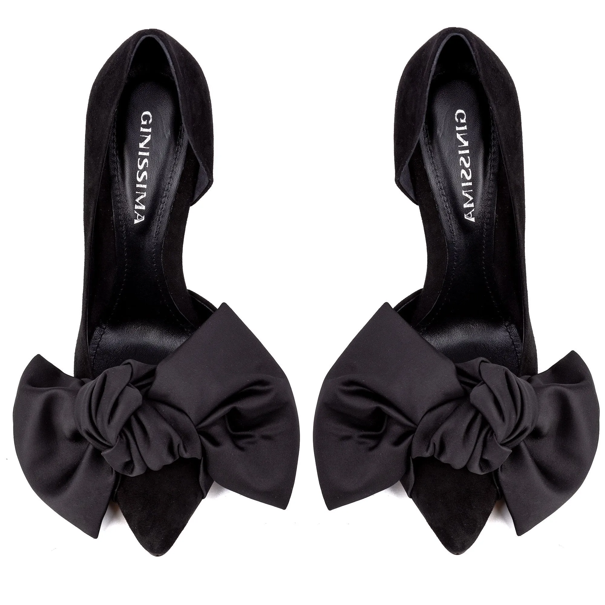 Black Suede Stiletto with Oversized Satin Bow