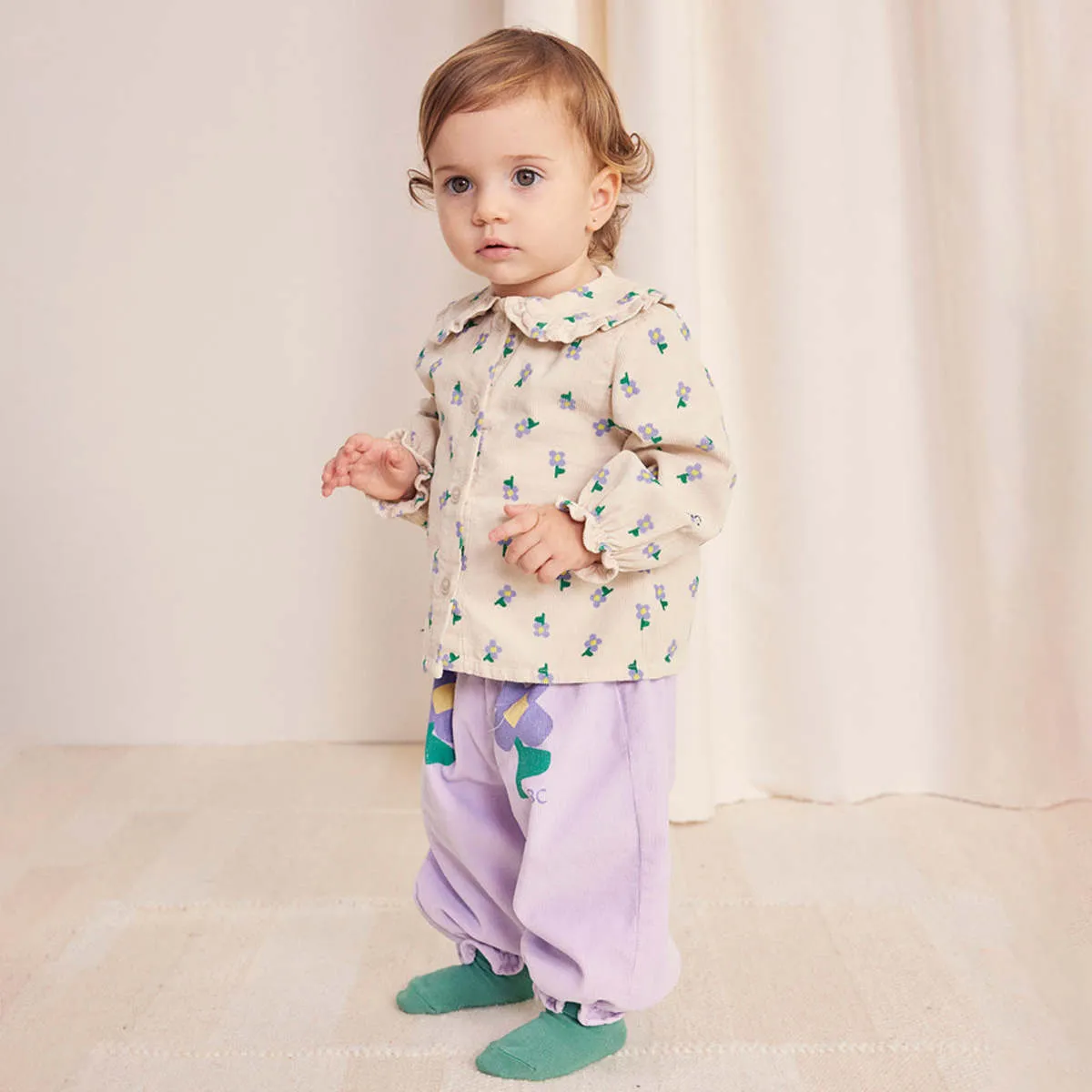 Bobo Choses Kids Baby Pansy Flowers Paperbag Trousers - Lavender Purple