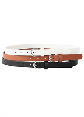 Set of 3 Leather Belts by bonprix