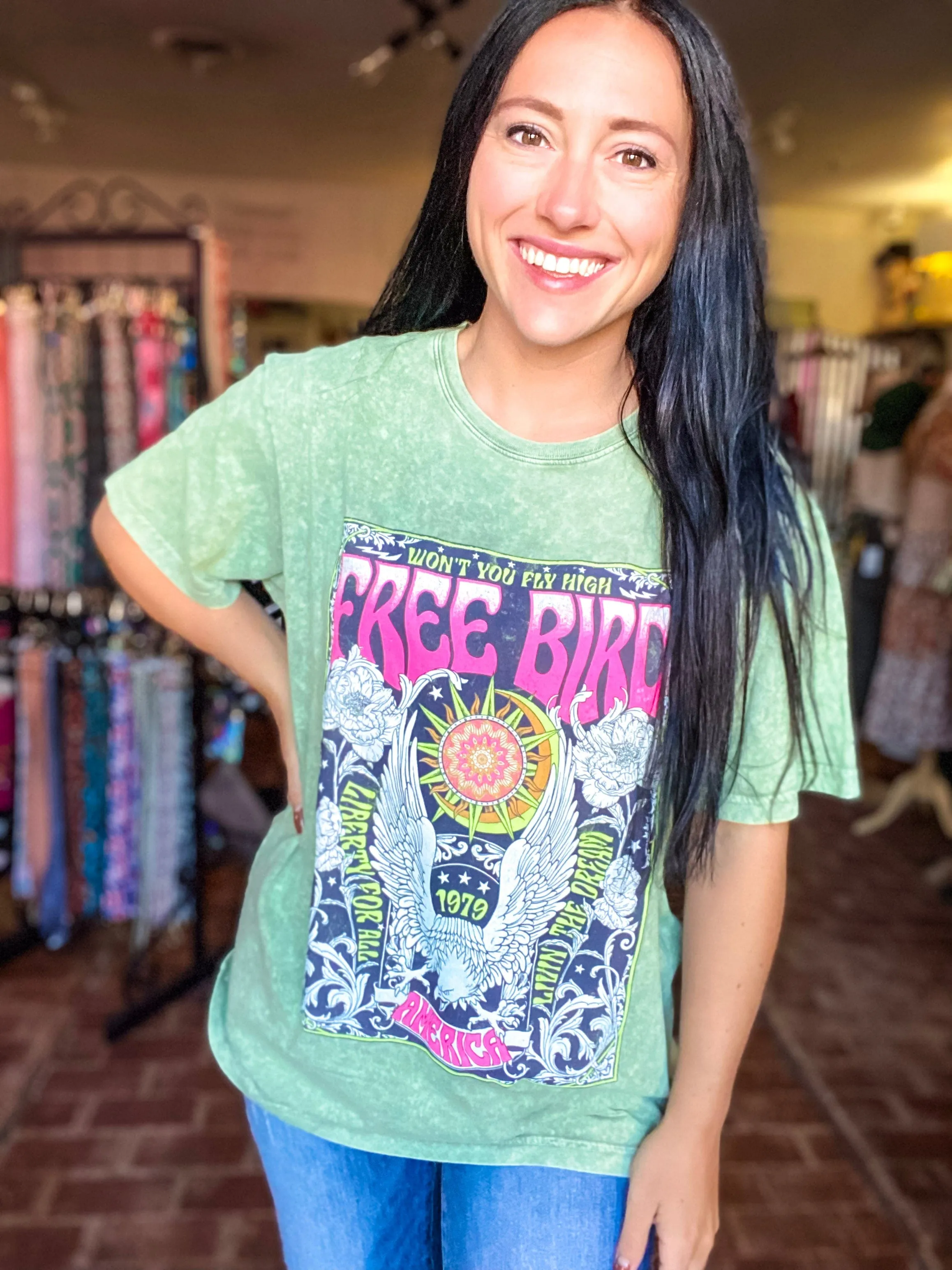 Olive Neon Freebird Tee