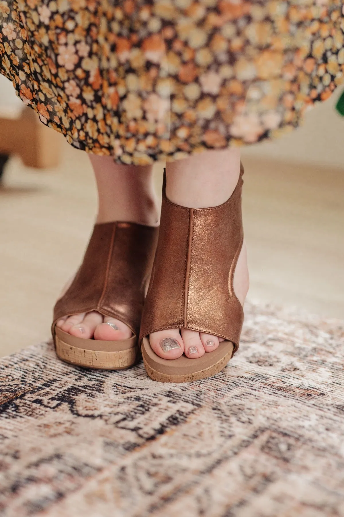 Bronze Wedge Slingback Sandals