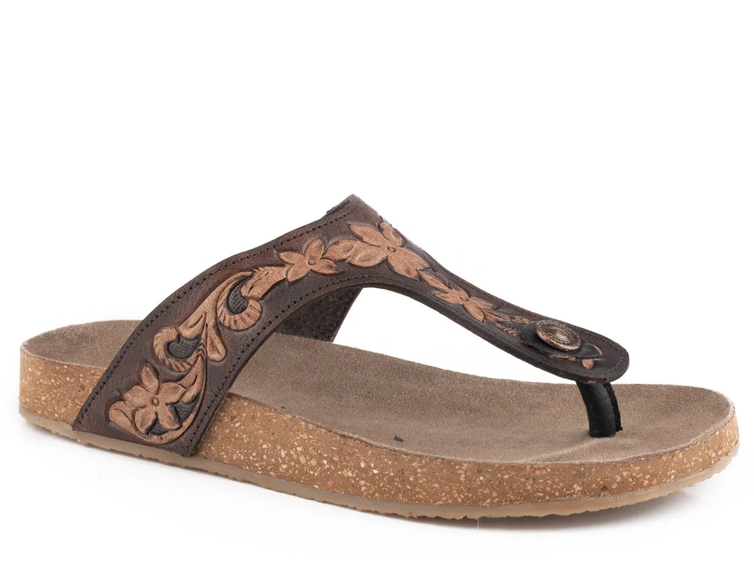 Brown Leather T-Strap Sandals