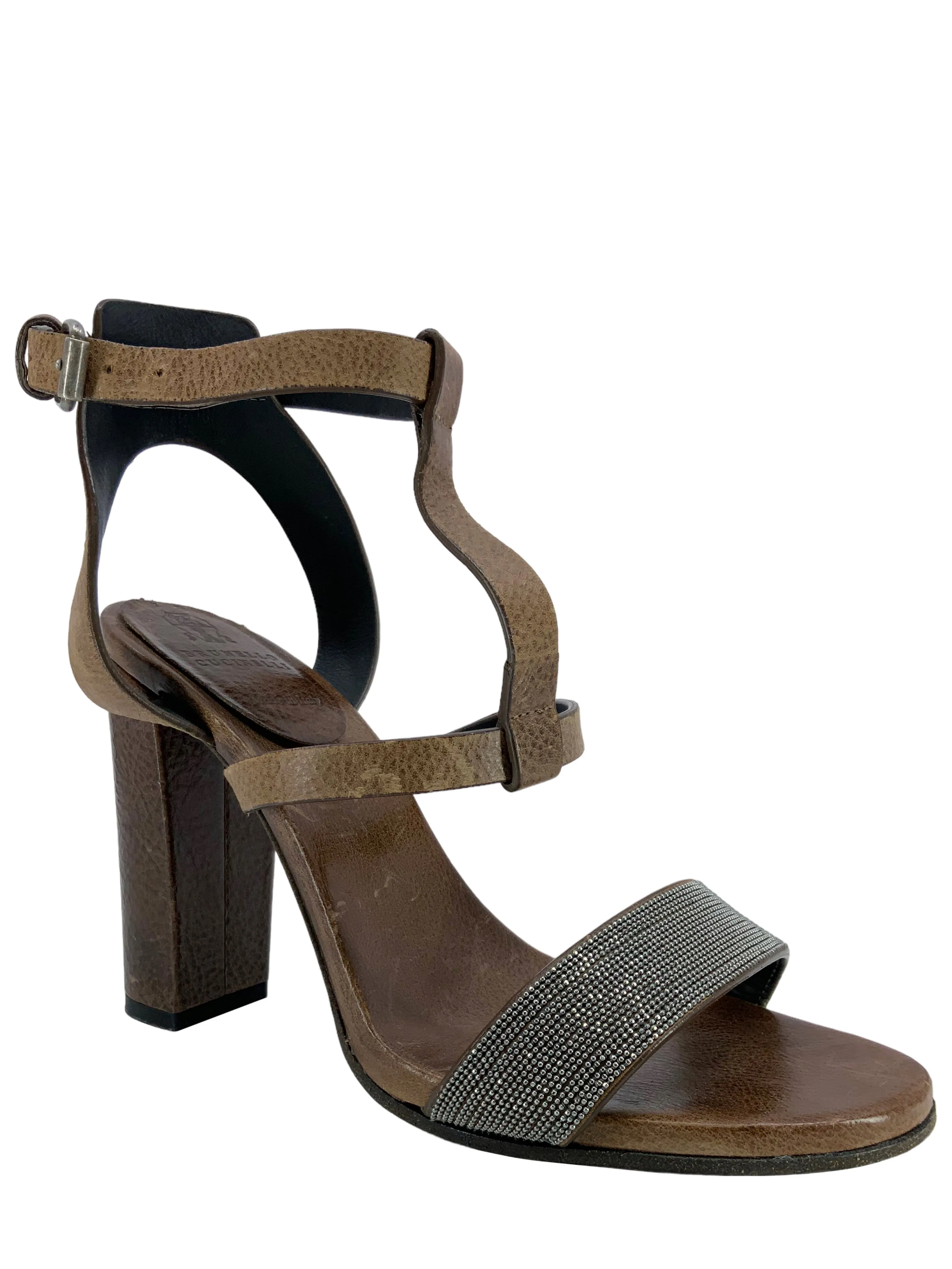 Monili Size 8 T-Strap Sandals by Brunello Cucinelli