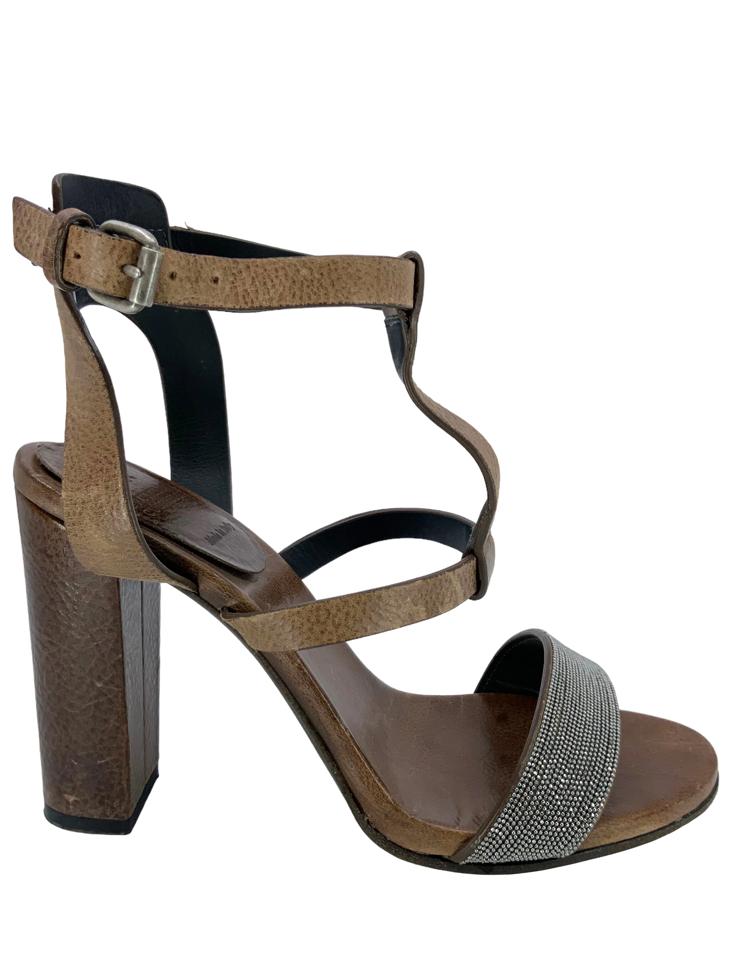 Monili Size 8 T-Strap Sandals by Brunello Cucinelli