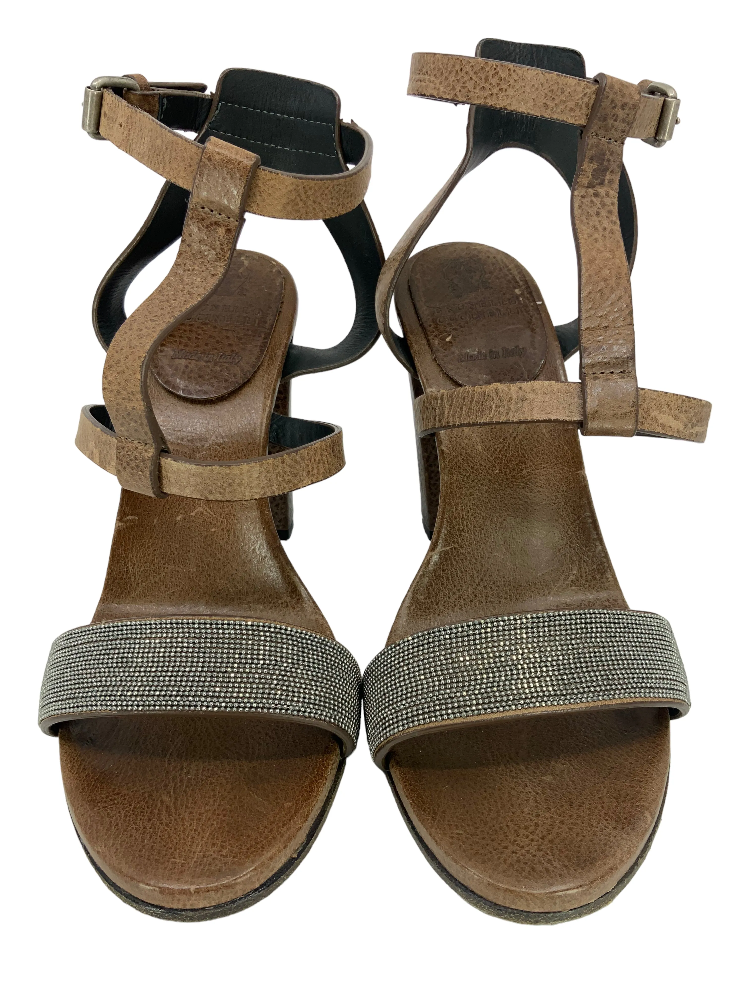 Monili Size 8 T-Strap Sandals by Brunello Cucinelli