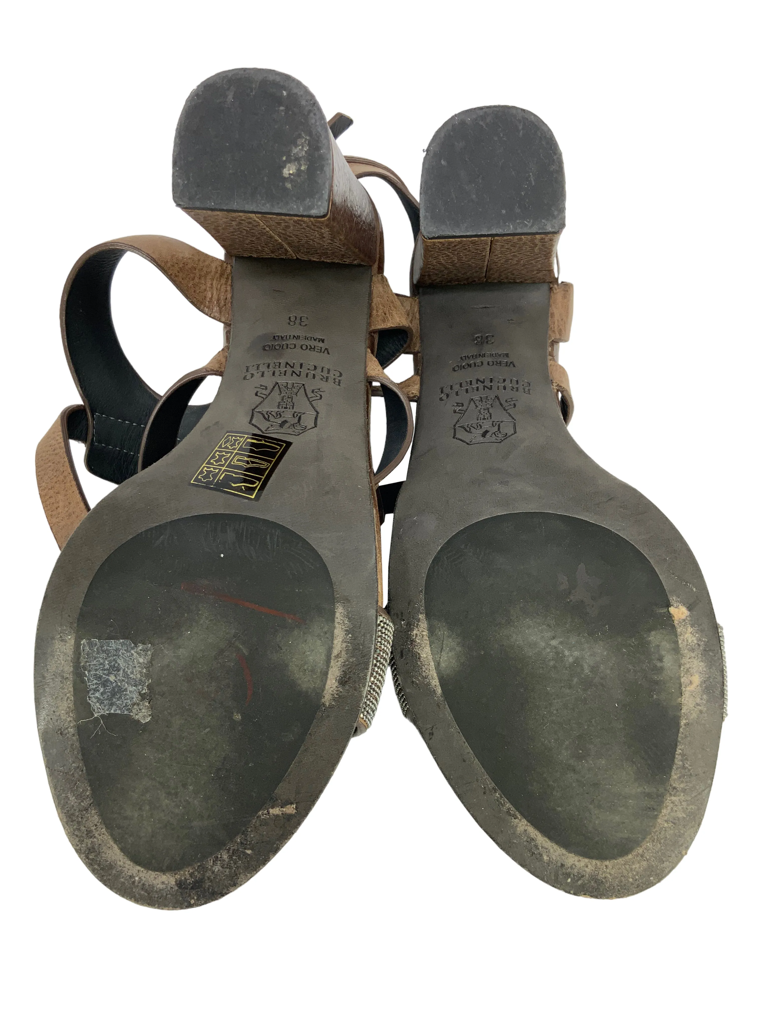 Monili Size 8 T-Strap Sandals by Brunello Cucinelli