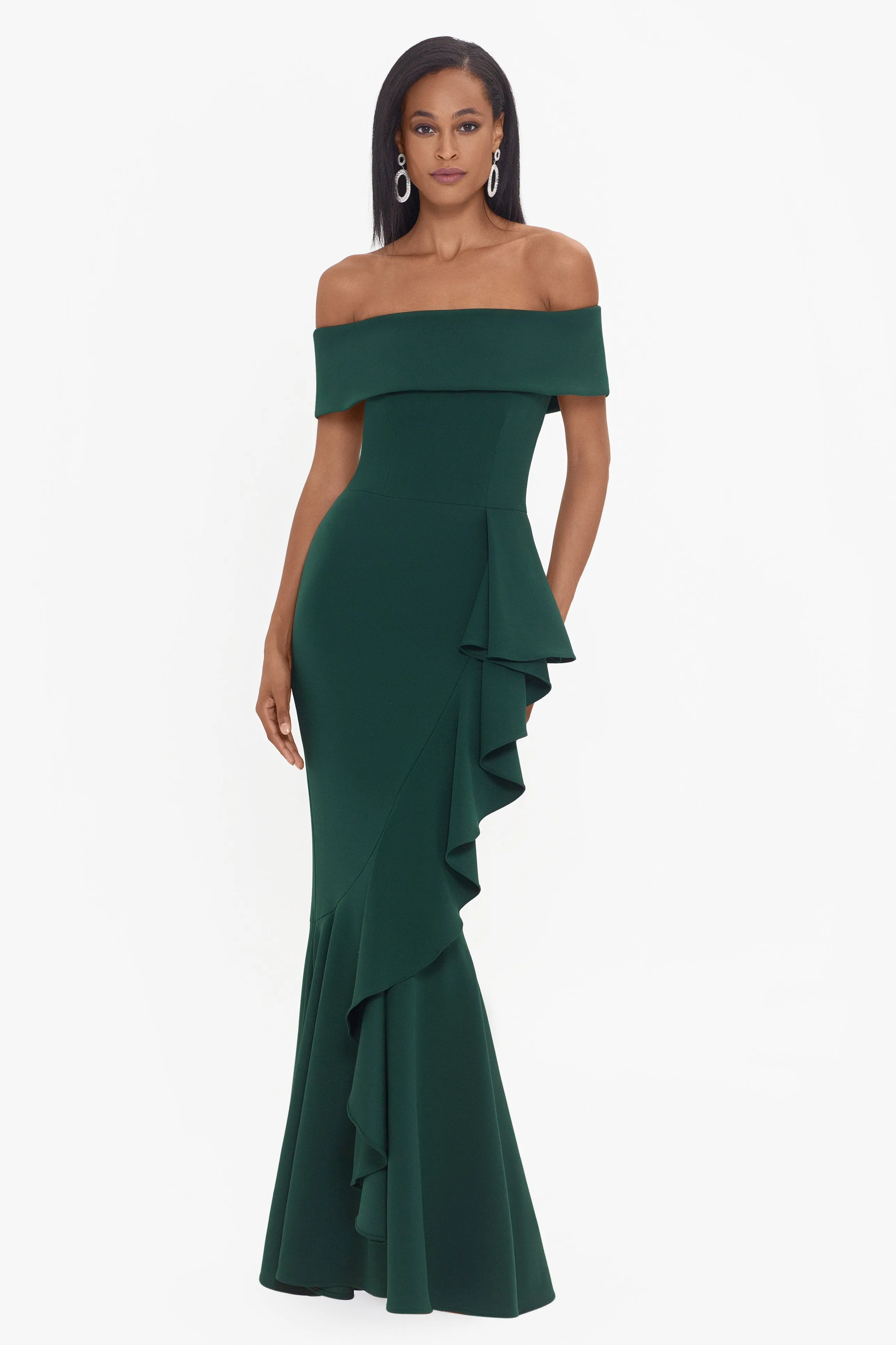 Carina Long Off the Shoulder Ruffle Dress
