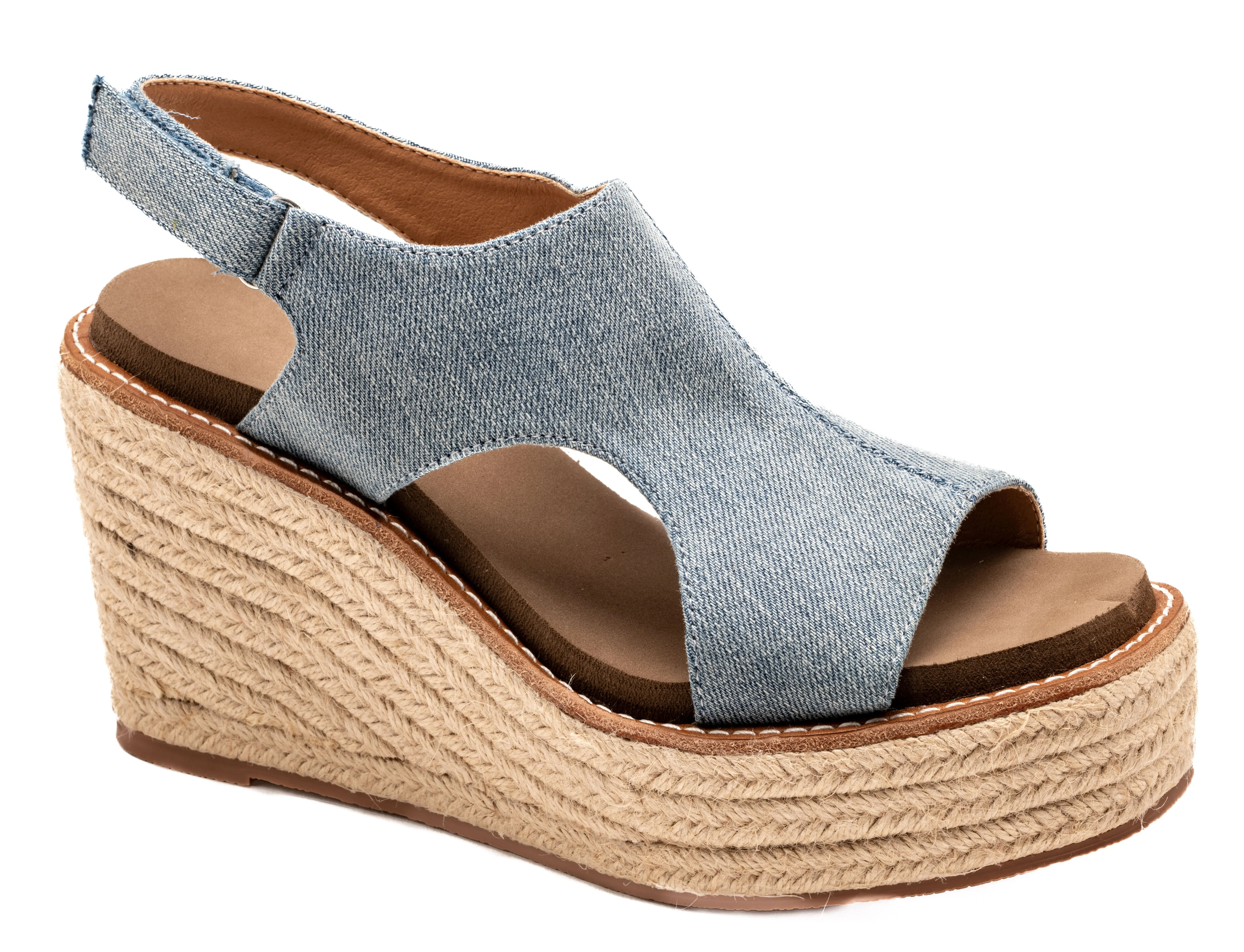 Denim Freddie Wedge Sandals by Corky's