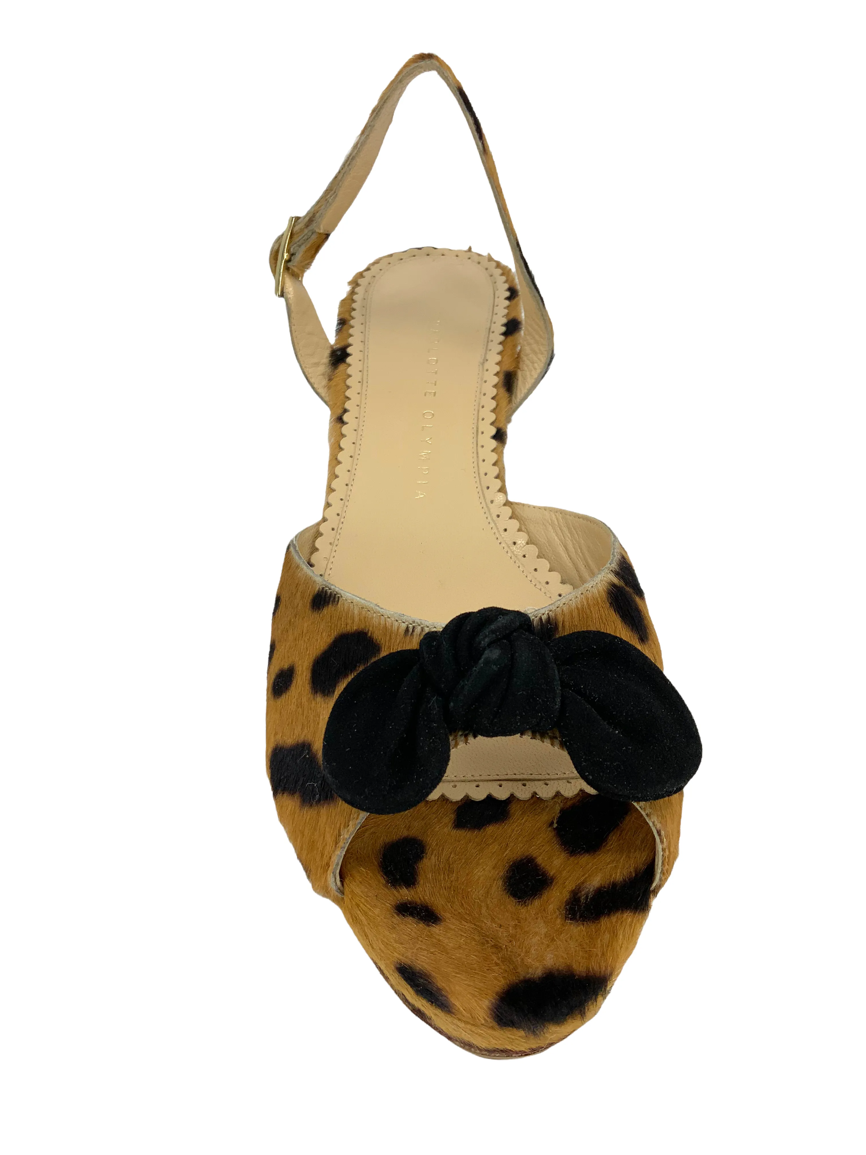 Leopard Print Calf Hair Slingback Wedges Size 11