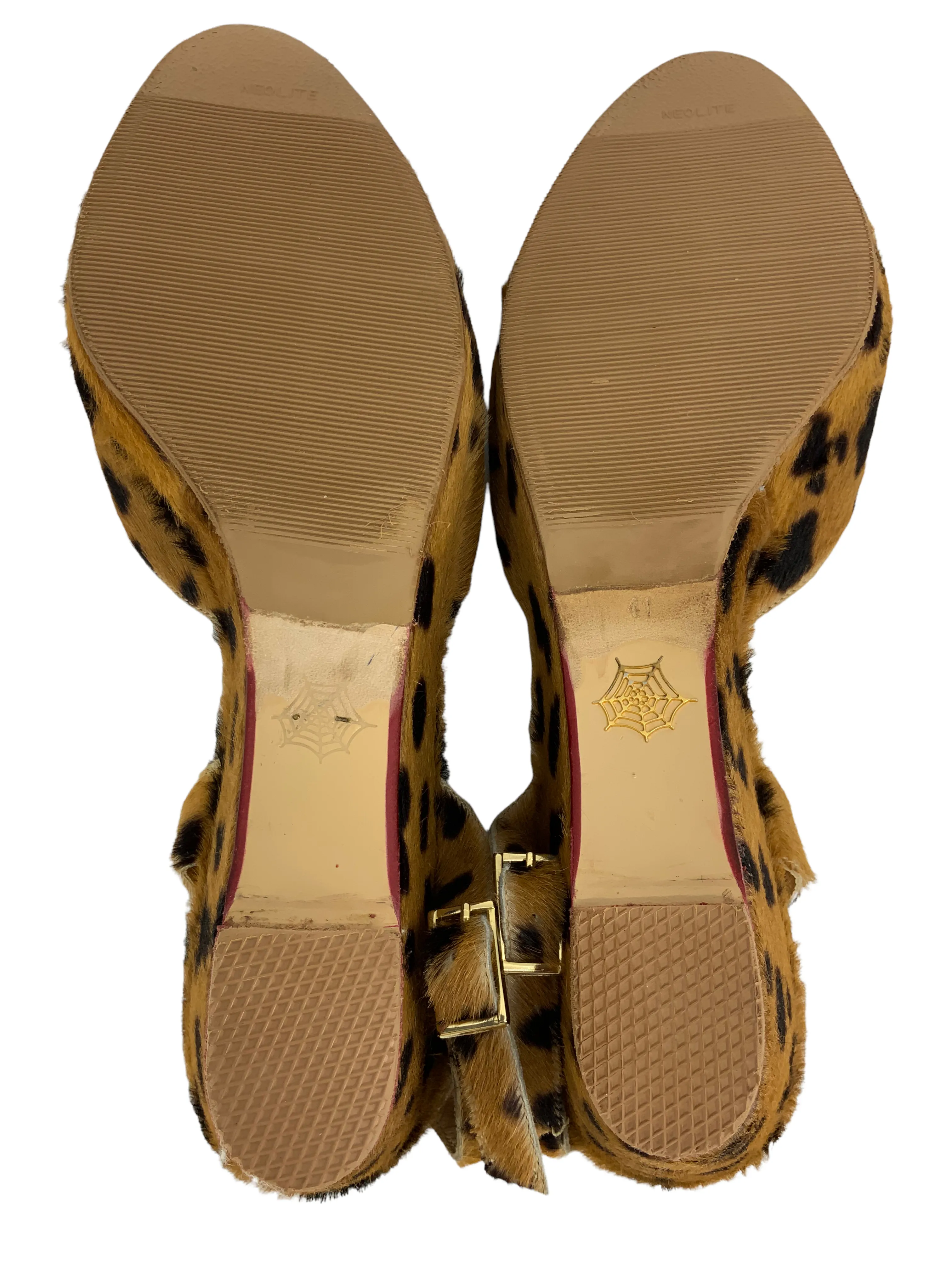 Leopard Print Calf Hair Slingback Wedges Size 11