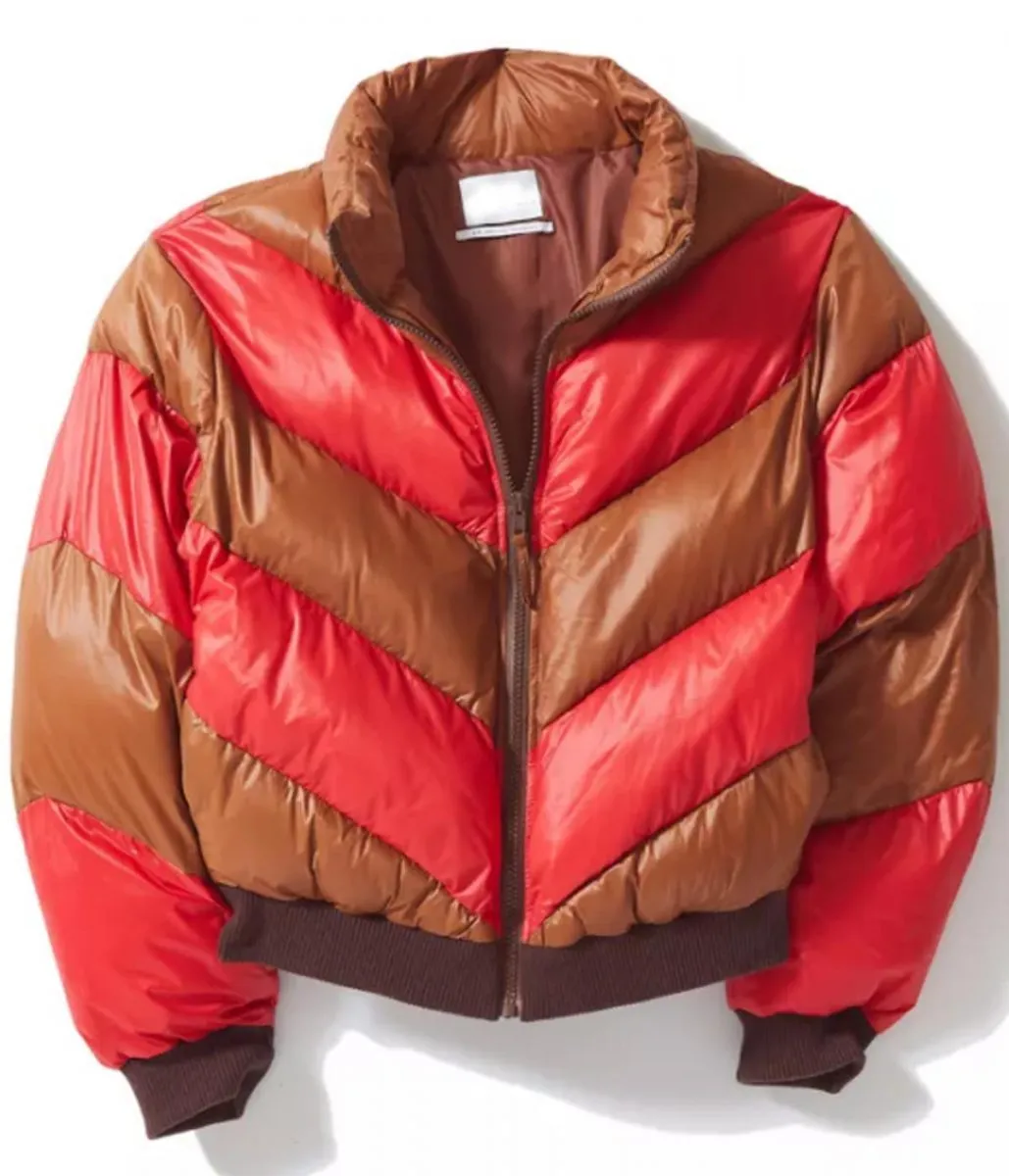 Home Before Dark Kylie Rogers Puffer Red and Brown Jacket