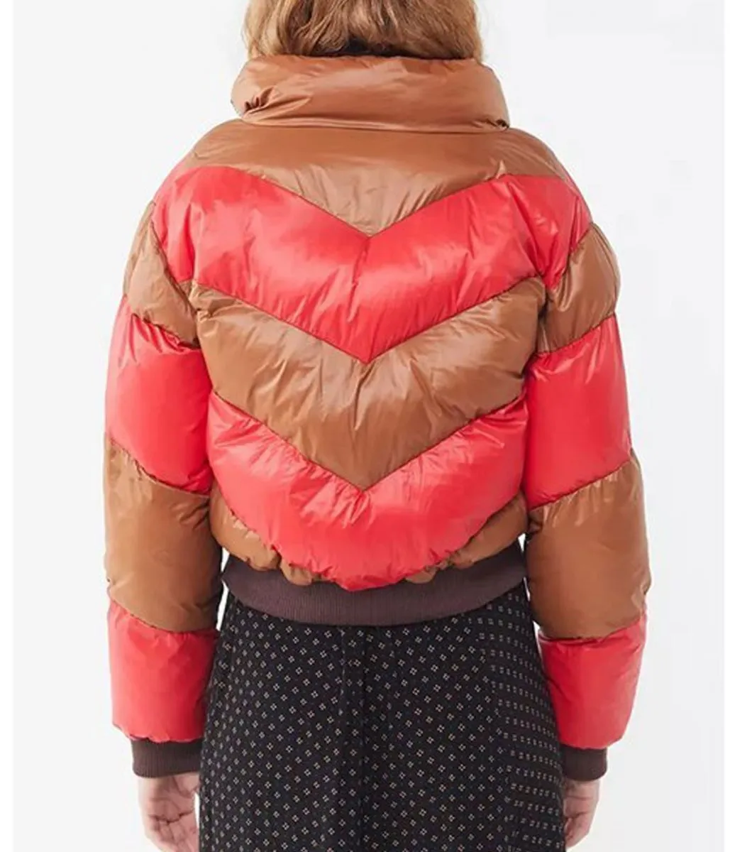 Home Before Dark Kylie Rogers Puffer Red and Brown Jacket