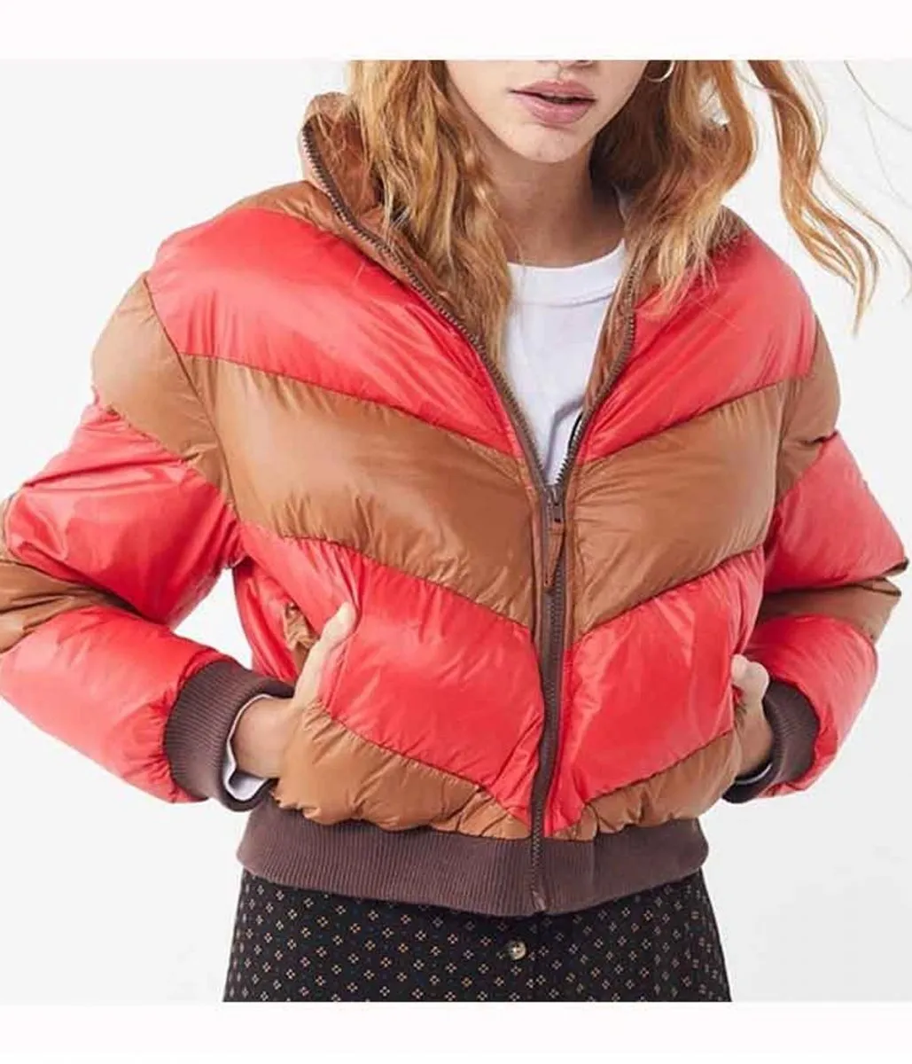 Home Before Dark Kylie Rogers Puffer Red and Brown Jacket