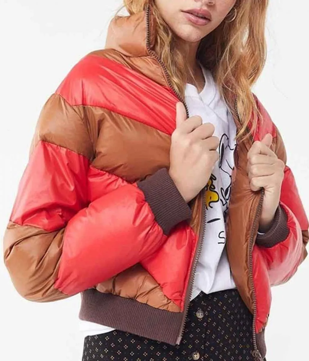 Home Before Dark Kylie Rogers Puffer Red and Brown Jacket