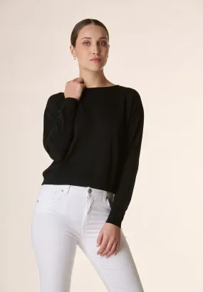 Cropped Black Crewneck Top