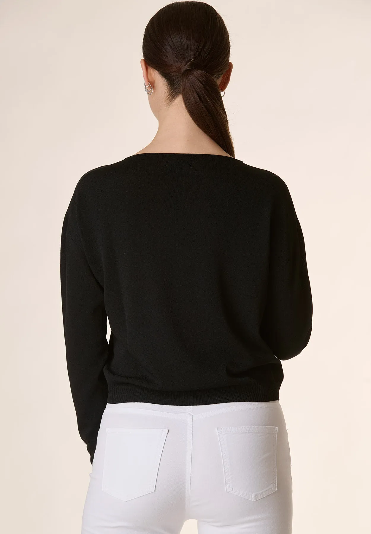 Cropped Black Crewneck Top