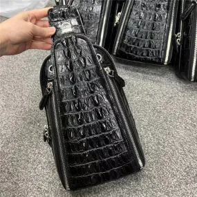 Genuine Leather Alligator Pattern Chest Bag for Men