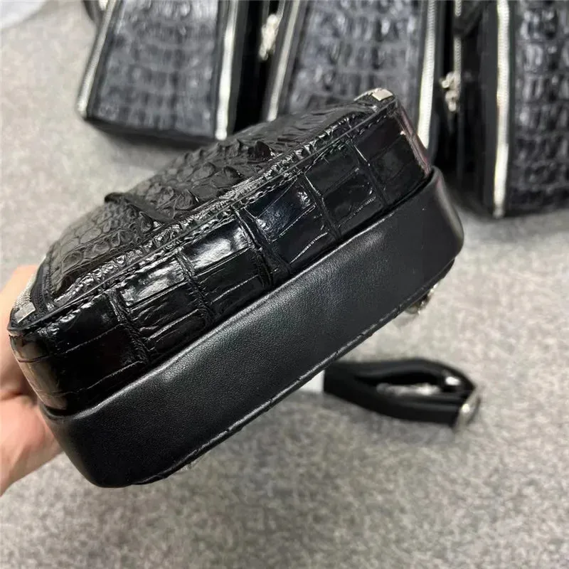 Genuine Leather Alligator Pattern Chest Bag for Men