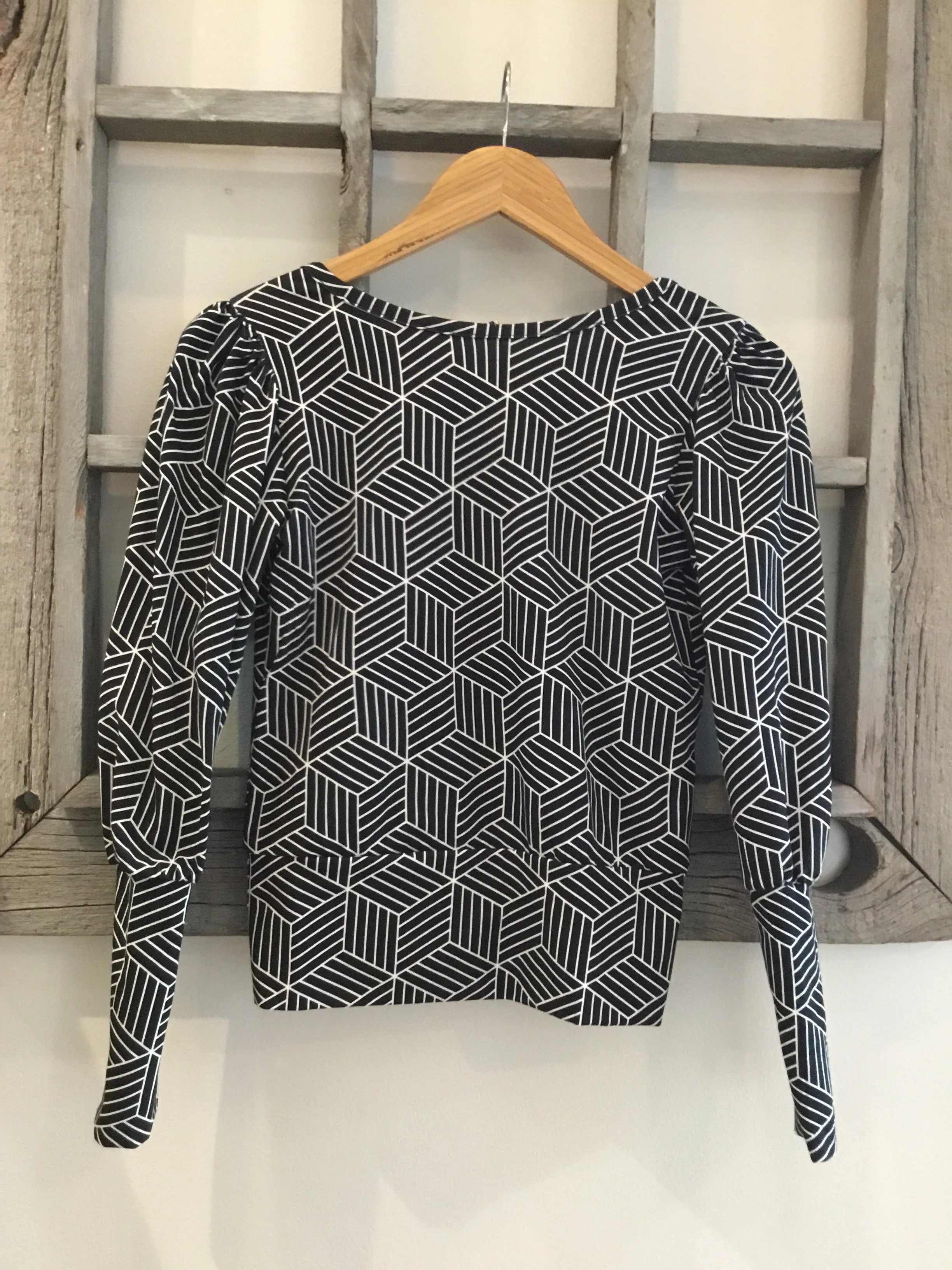 Black and White Linear Block Print Debbie Top