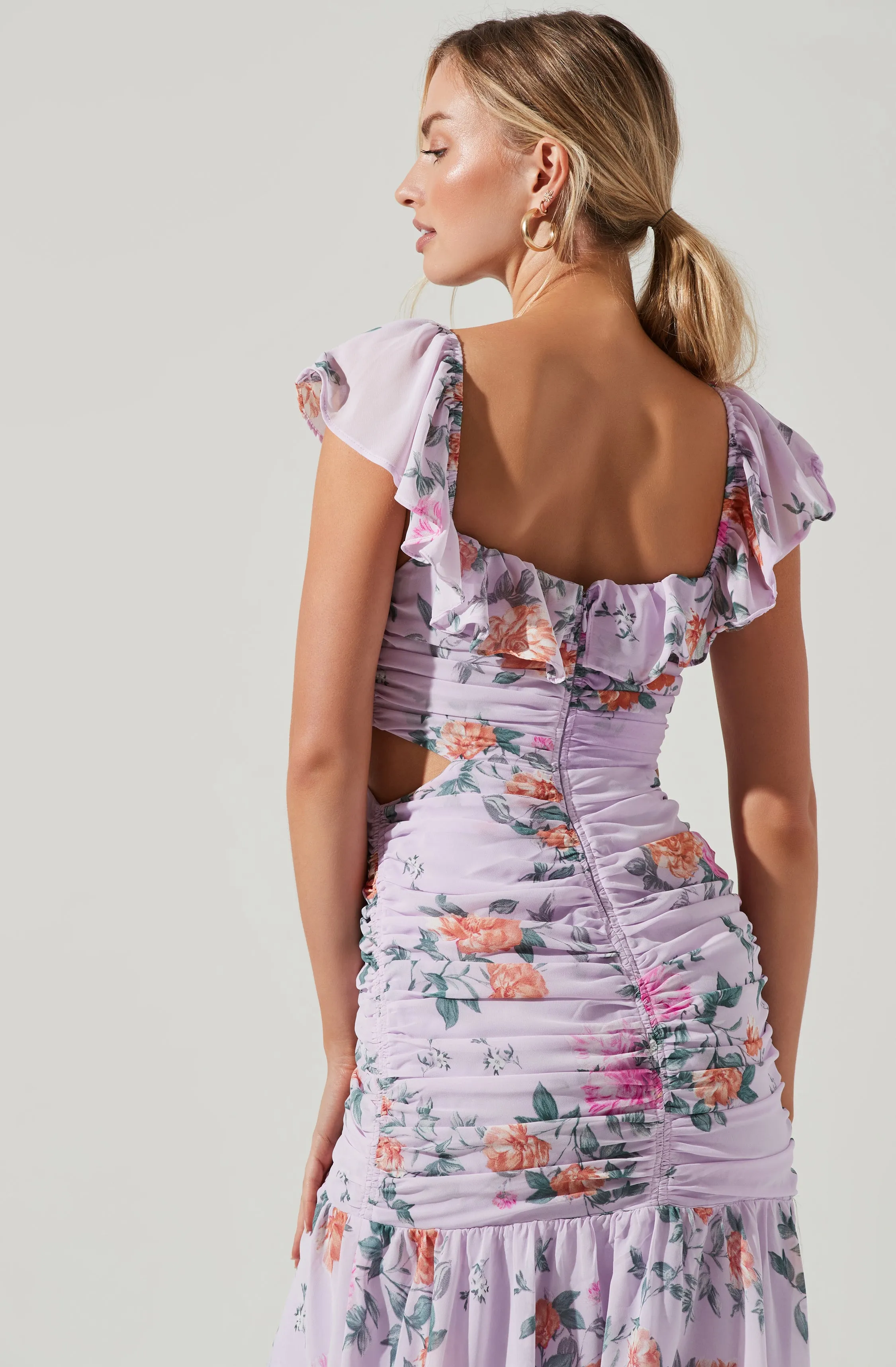 Cutout Floral Midi Dress