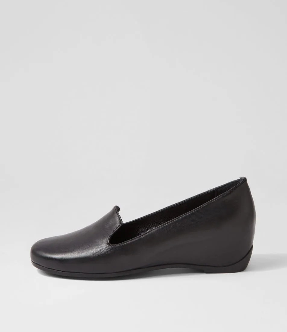 DIANA FERRARI Fatima Black Leather Wedges