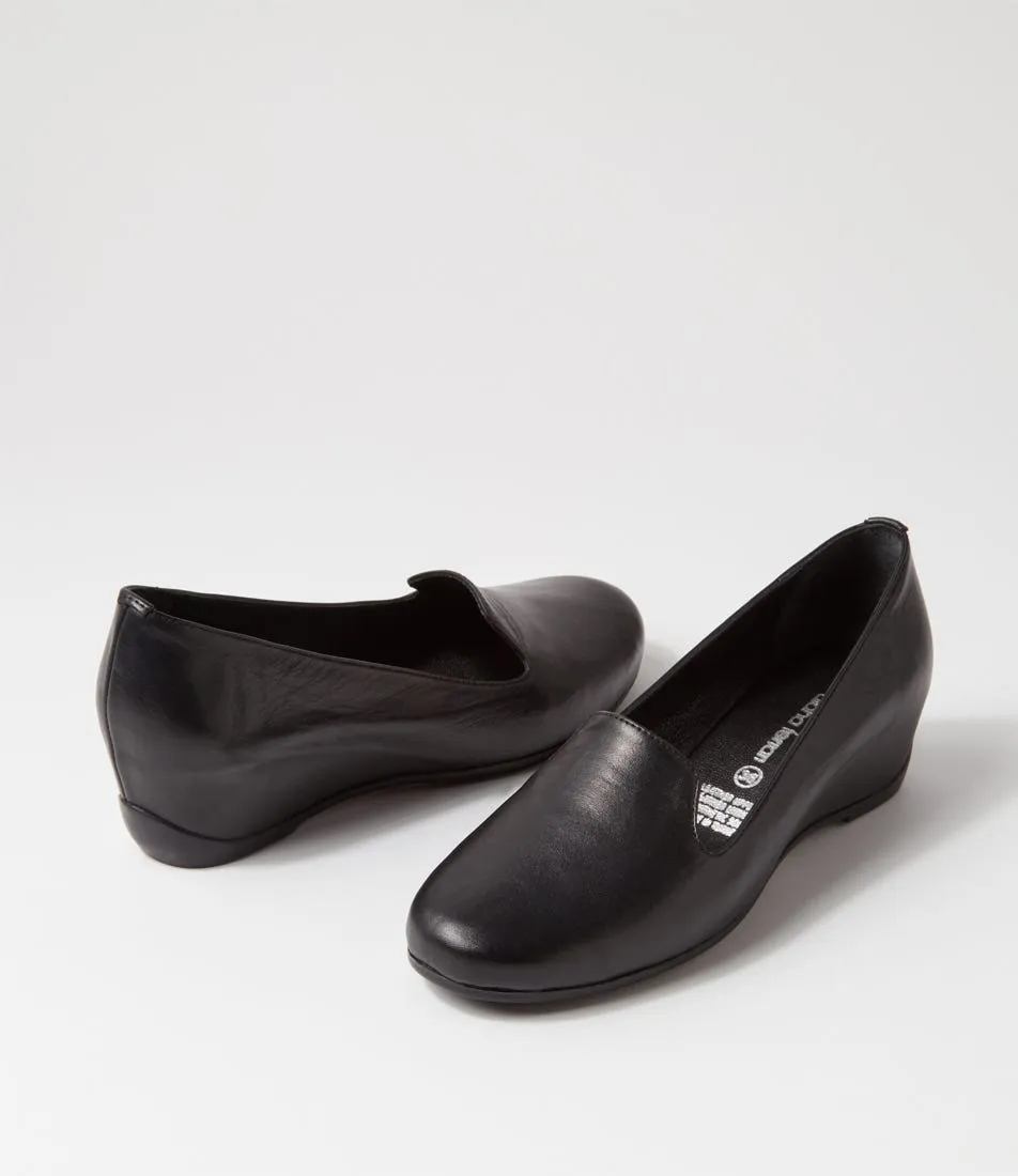 DIANA FERRARI Fatima Black Leather Wedges