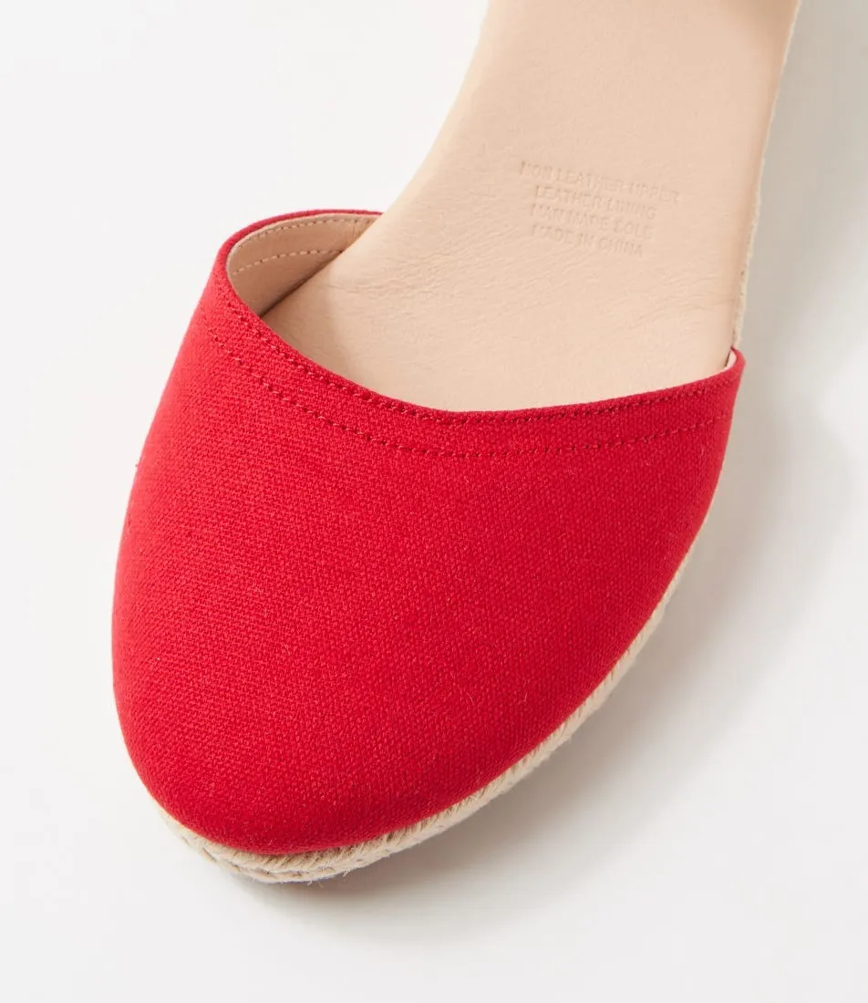 DIANA FERRARI Red Canvas Elastic Wedges - Falecia