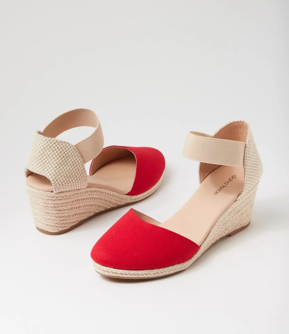 DIANA FERRARI Red Canvas Elastic Wedges - Falecia