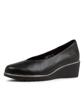 Classic Black Leather Wedges by DJANGO & JULIETTE